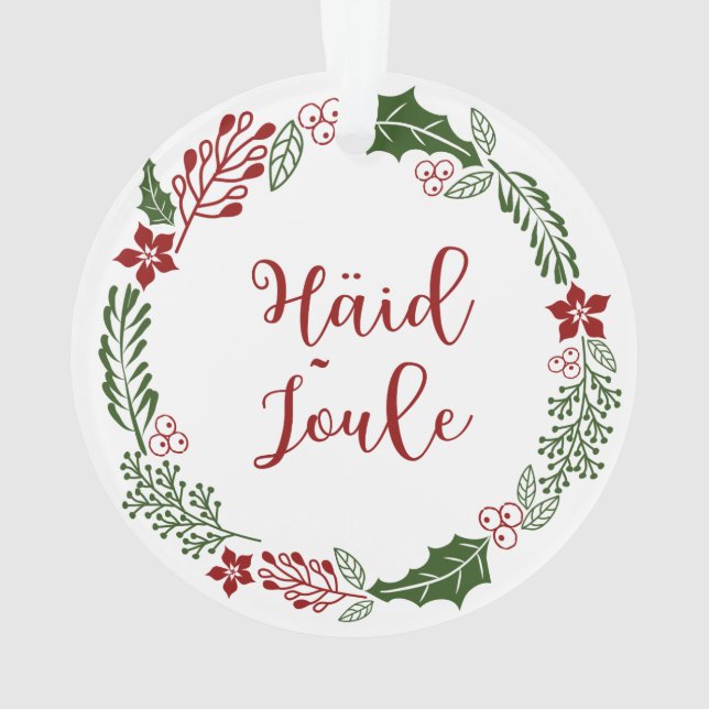 Estonian Merry Christmas Wreath, Häid jõule Ornament (Back)