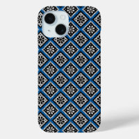 Estonian Mitten Pattern Blue Black and White