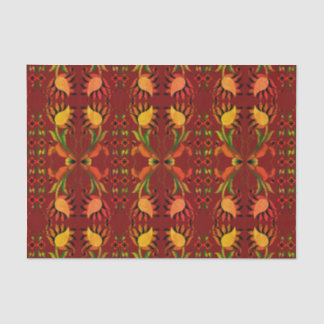 Estonian red vintage folk art floral design tissue paper