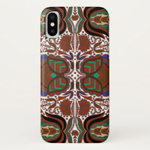 Estonian rustic folk art pattern with flowers iPhone x case