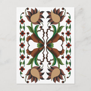 Estonian vintage folk art floral design postcard