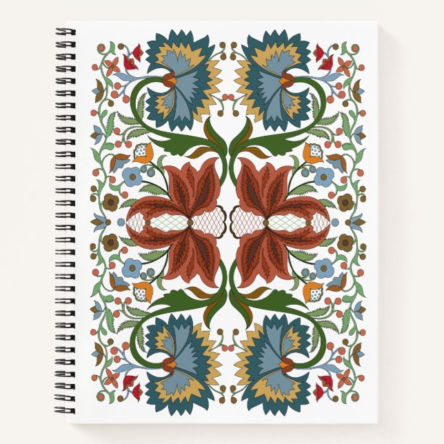 Estonian vintage wildflowers folk art pattern notebook (Front)