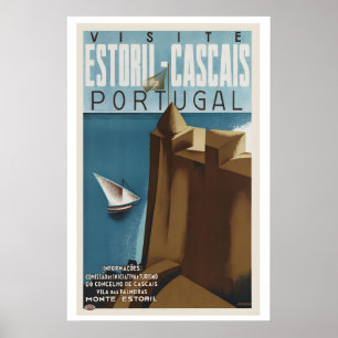 Estoril Cascais Portugal Vintage Travel Poster