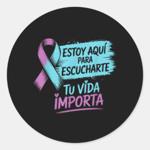 Estoy Aquí Para Escucharte Spanish Prevention Classic Round Sticker
