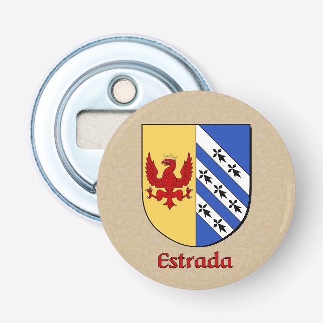 Estrada Heraldic Arms on Parchment Style Back Bottle Opener (Front)