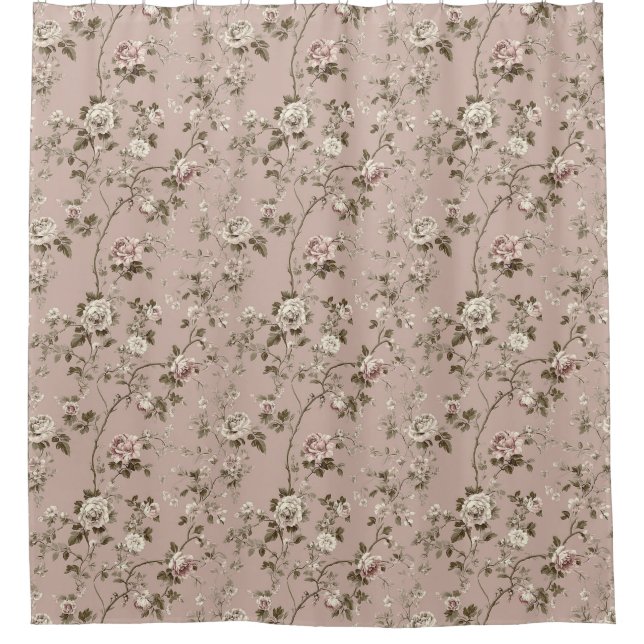 Estralaia Dusty Rose Pink Shower Curtain (Front)