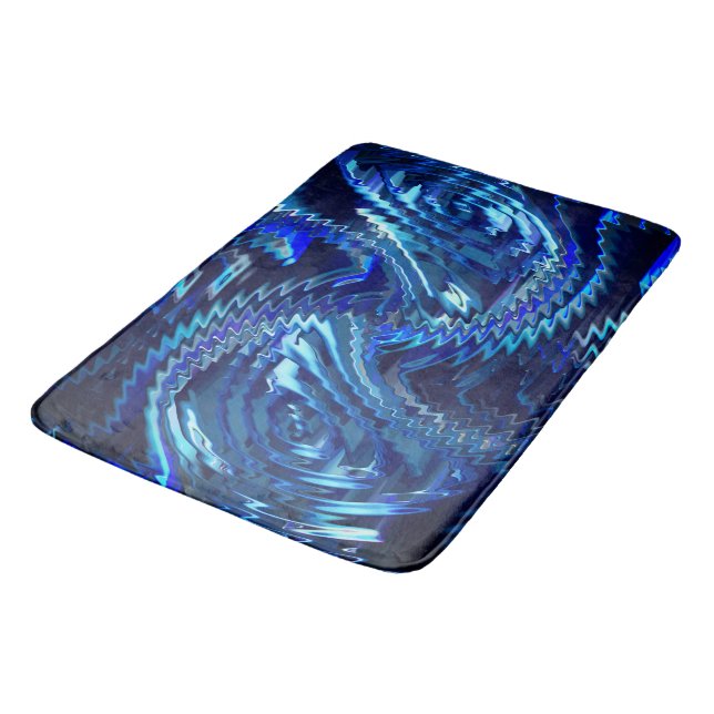 Estrela azul ondulada com traçados em ziguezague bath mat (Angled)
