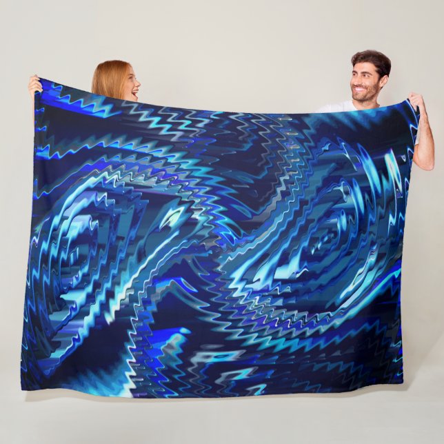 Estrela azul ondulada com traçados em ziguezague fleece blanket (In Situ)