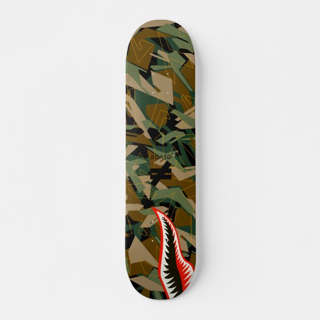 Esvoir Camo Mark Shark Skateboard (Front)