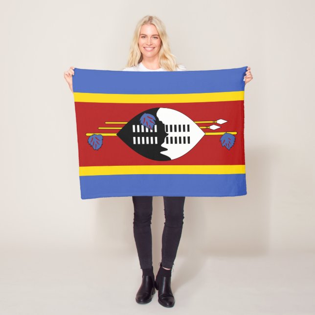 Eswatini Flag Fleece Blanket (In Situ)