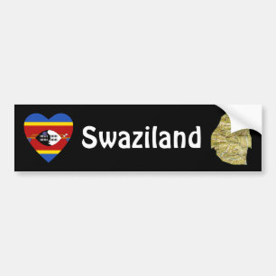 Eswatini Flag Heart + Map Bumper Sticker