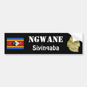 Eswatini Flag + Map Bumper Sticker