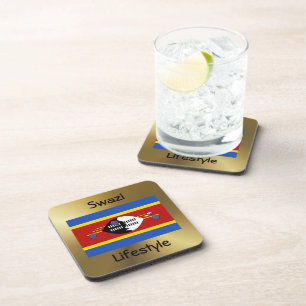 Eswatini Flag+Text Coaster