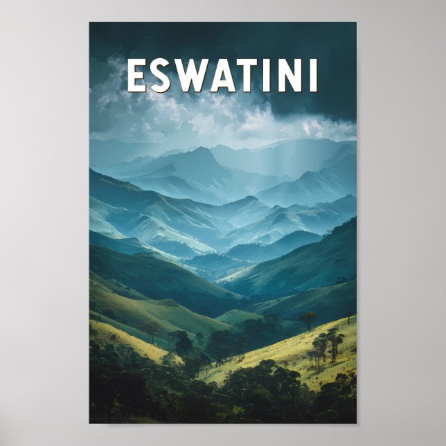 Eswatini Illustration Travel Art Vintage Poster (Front)