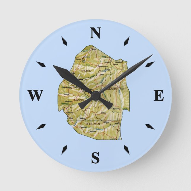 Eswatini Map Clock (Front)