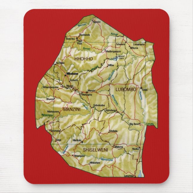 Eswatini Map Mousepad (Front)