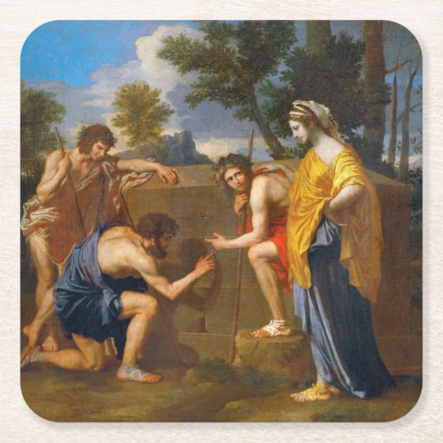 Et in Arcadia ego, Poussin, 1637-1638 Square Paper Coaster (Front)