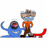 Eta V8 Monopoly Sculpted Magnet Standing Photo Sculpture<br><div class="desc">Your favourite aliens will make any refrigerator door look even better!  Eta,  V8 and Magnetic Monopoly together on a sculpted  magnet,  ready to attach to anything that,  uh,  a magnet can attach to!</div>