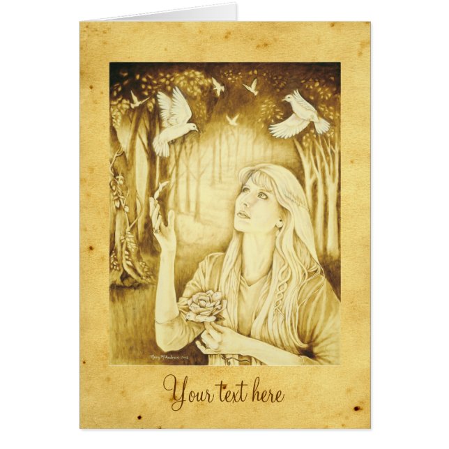 Etain Celtic Goddess with parchment and text (Front)