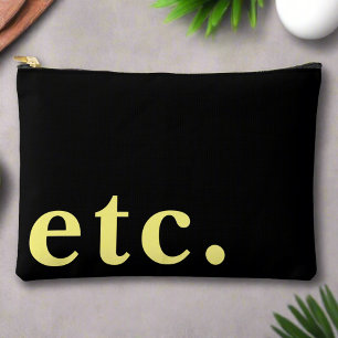 etc. Elegant Black & Yellow Bold Typography Accessory Pouch