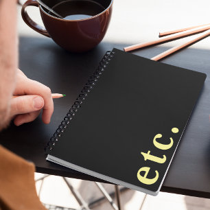 etc. Stylish Black & Yellow Bold Script Notebook