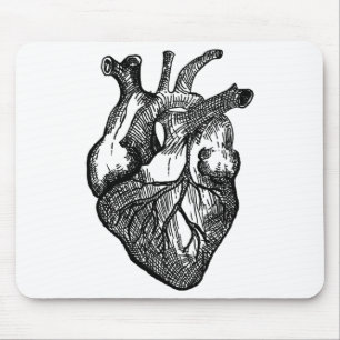 Etch Heart Valentine Halloween Love Realistic Goth Mouse Mat