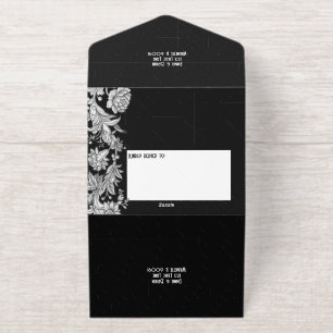 Etched floral All in One Wedding Invite