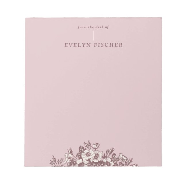 Etched Floral Illustration Notepad - Pink (Front)