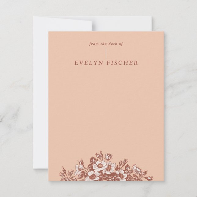 Etched Floral Illustration Stationery - Orange (Front)