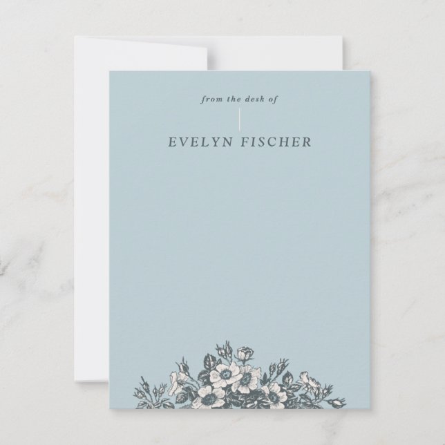 Etched Floral Illustration Stationery - Turquoise (Front)