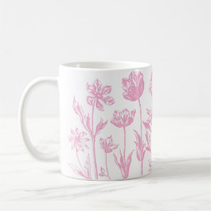 Etched Flowers (Pink) Fine Art Coffee Mug