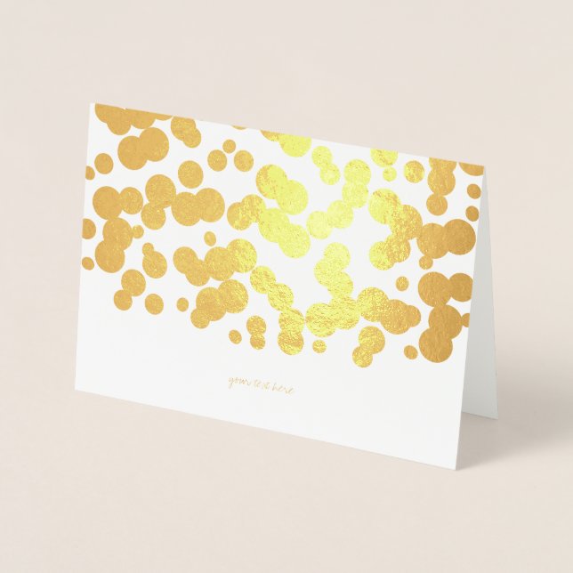 Etched Gold Foil Bubble Confetti Greeting Cards (Front)