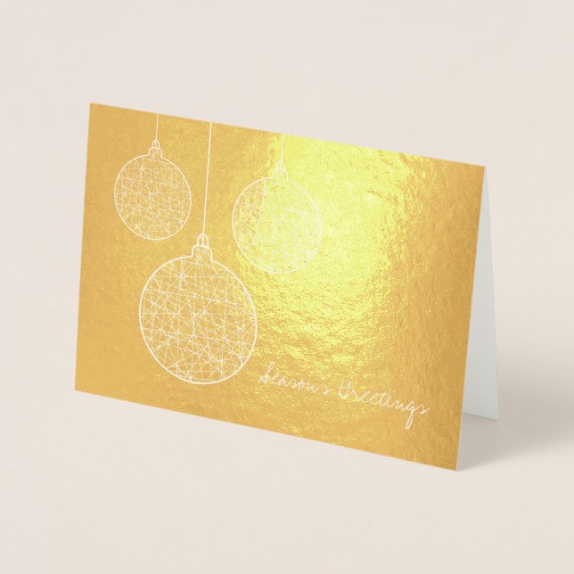 Etched Gold Foil Christmas Ornaments Holiday Card (Front)