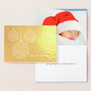 Etched Gold Foil Christmas Ornaments Holiday Card