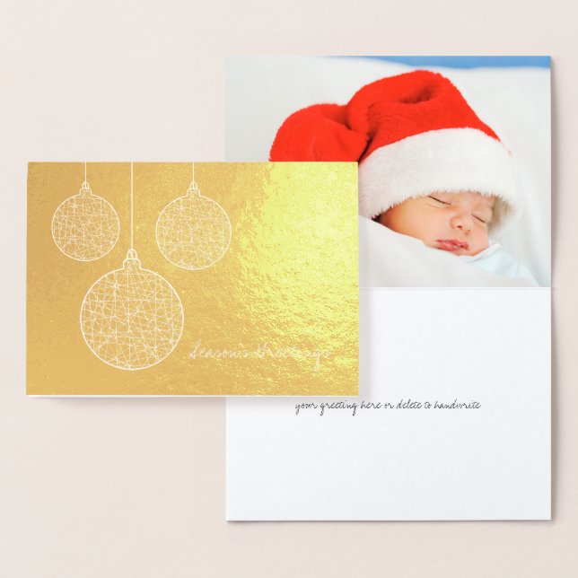 Etched Gold Foil Christmas Ornaments Holiday Card (Display)