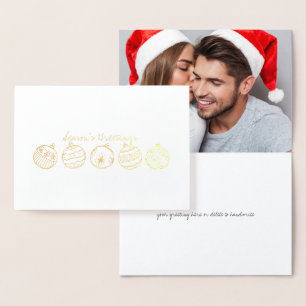 Etched Gold Foil Christmas Ornaments Holiday Card