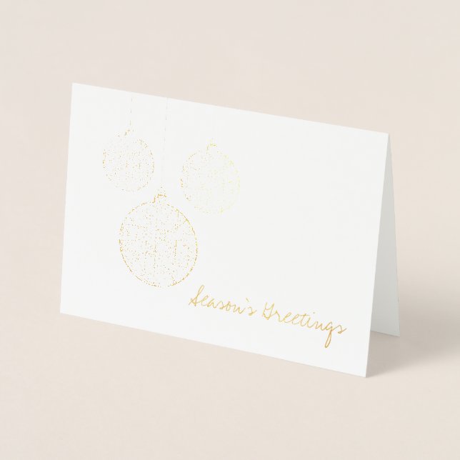 Etched Gold Foil Christmas Ornaments Holiday Card (Front)