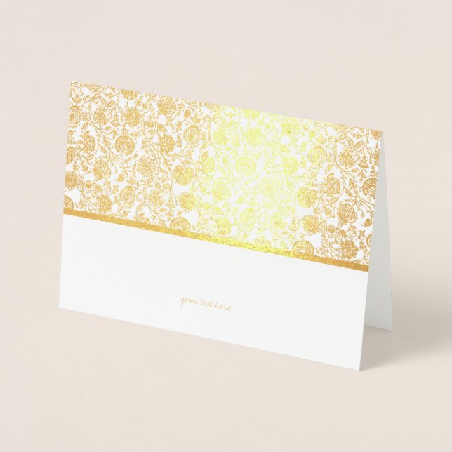 Etched Gold Foil Elegant Floral Greeting Cards (Front)