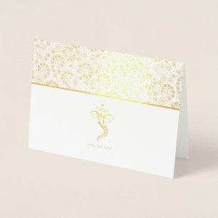 Etched Gold Foil Ganesh Indian Wedding Cards