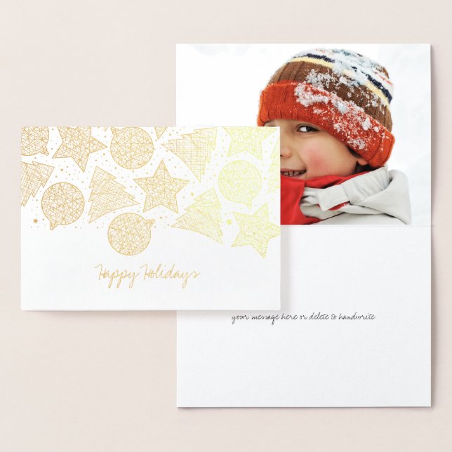 Etched Gold Foil Holiday Photo Christmas Cards (Display)