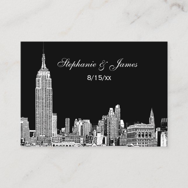 Etched NYC Skyline DIY BG Colour Place Cards #2 (Front)