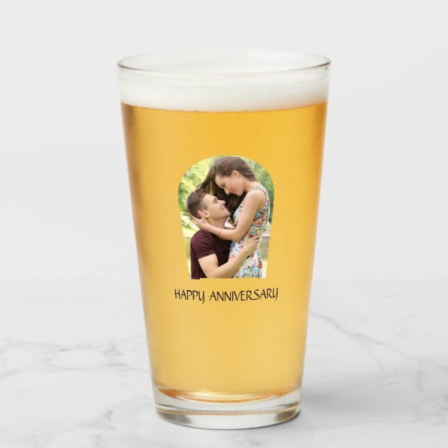 Etched Picture Beer Mug  Personalised photograph Glass (Front Filled)