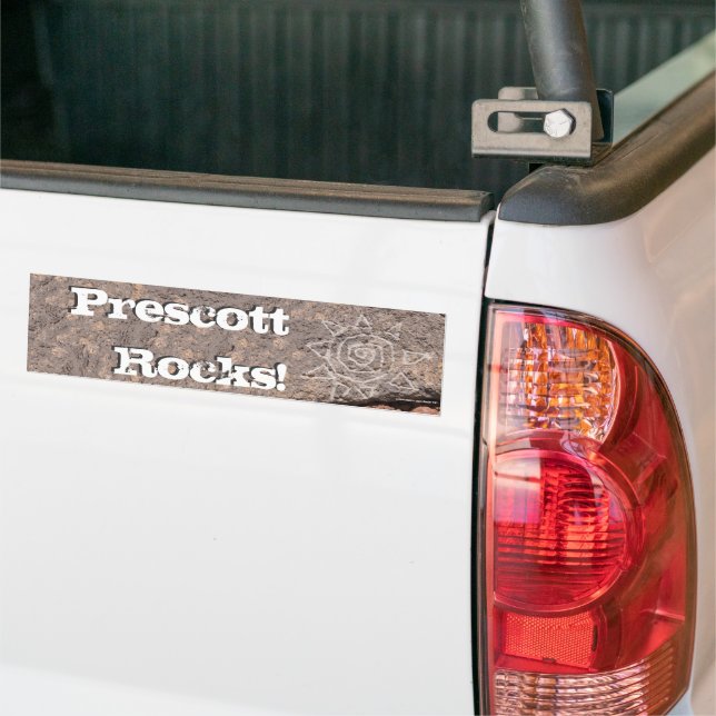 Etched Sun on Lava Rock Photo Personalised Bumper Sticker (On Truck)