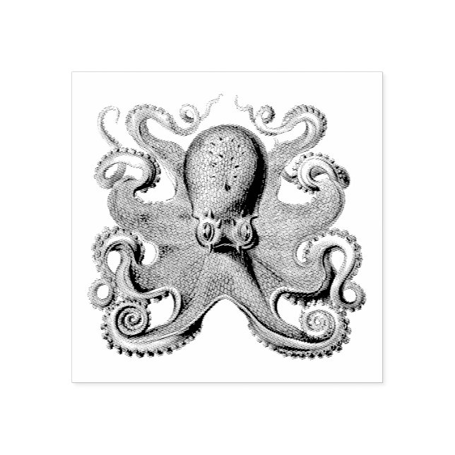Etched Vintage Octopus Rubber Art Stamp (Imprint)