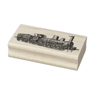 Etched Vintage Train Steam Engine Wooden Art Stamp