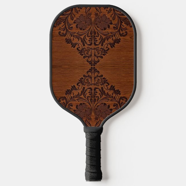 Etched Wood Design Pickleball Paddles (Front)