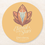Eternal as the Stars Evenstar Graphic Round Paper Coaster<br><div class="desc">Celebrate the timeless romance between Arwen and Aragorn with this elegant Lord of the Rings™ Evenstar design. Featuring a beautifully stylized Evenstar motif with delicate, flowing linework and warm autumnal tones, the artwork represents love and hope. Below, the phrase “Eternal as the Stars” adds a poetic touch, capturing the everlasting...</div>