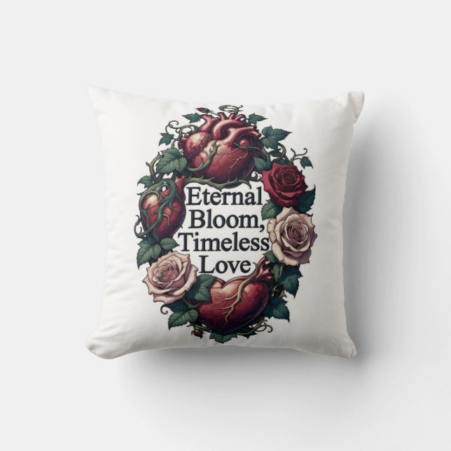 Eternal Bloom Timeless Love Entwined Hearts T-Shir Cushion (Front)