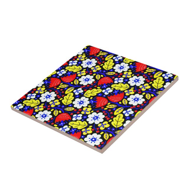 Eternal Blooms: Colourful Floral Tile (Side)