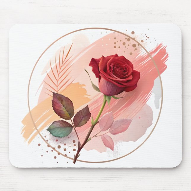 Eternal Blush: A Modern Rose in Abstract Harmony Mouse Mat (Front)